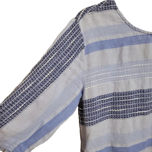 Cloth & Stone Linen Blend Blue Striped Boxy Top - Picture 5 of 9